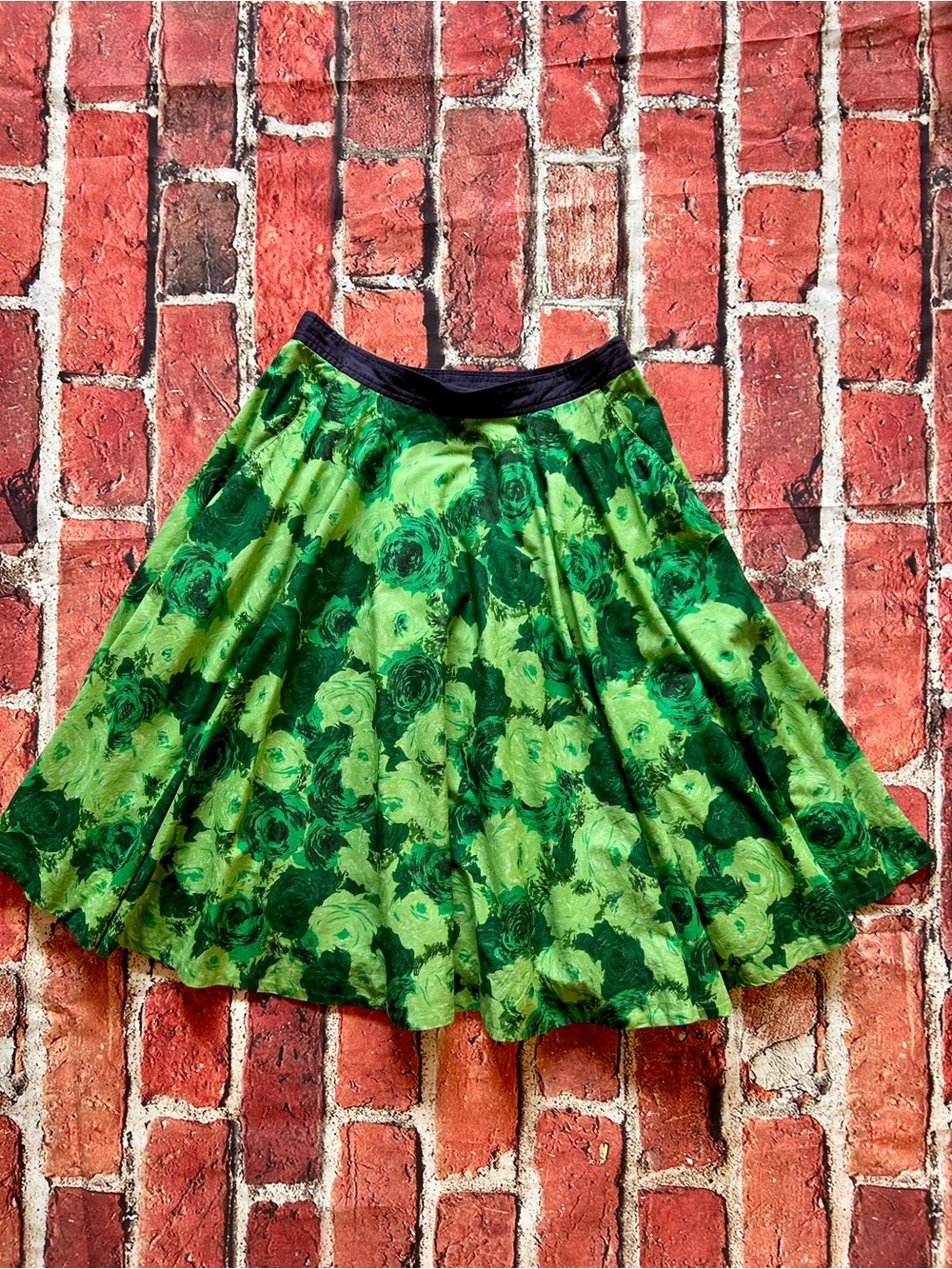 Anthropologie Edme & Esyllte green rose print circle skirt - Picture 8 of 11